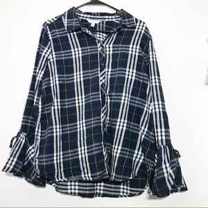 Ruffle sleeved flannel